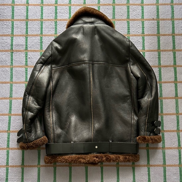 Acne Studios Velocite Women's Black Leather and Brown Shearling Jacket - Picture 3 of 13